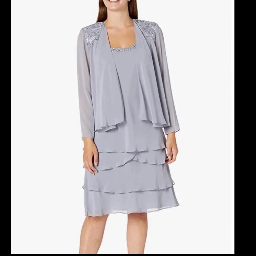 SLNY Women’s Embellished Tiered Jacket Dress NWOT